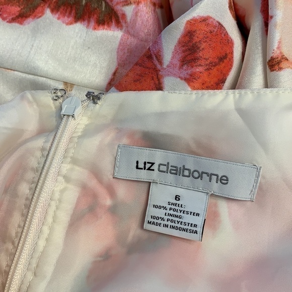 NWT - LIZ CLAIBORNE Floral Lined Belted Dress 6 - Picture 4 of 11